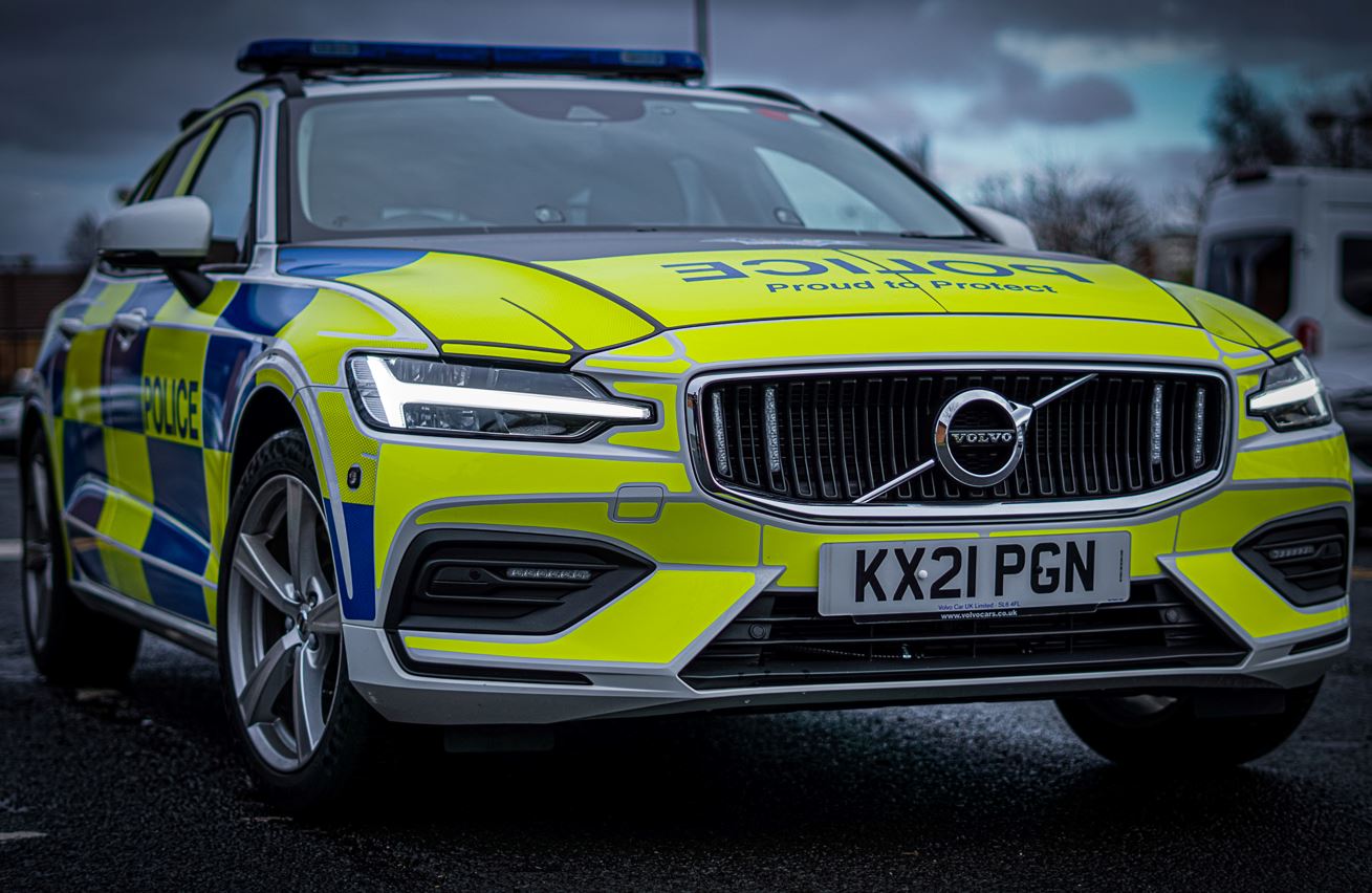 A Northumbria Police patrol car 