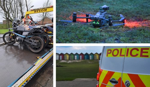 Image showing police van in Blyth and drone