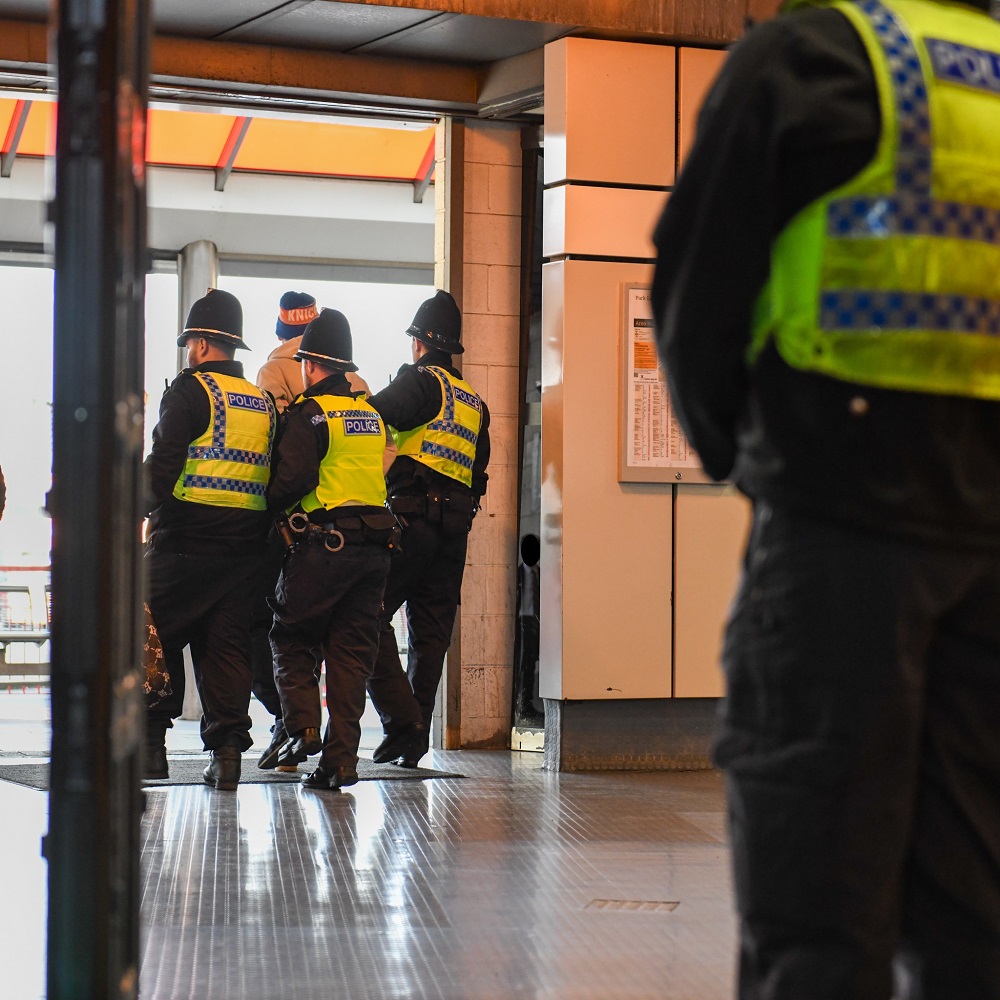 An arrest being made. 
