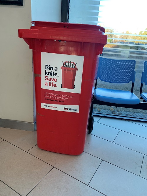 A knife surrender bin. 